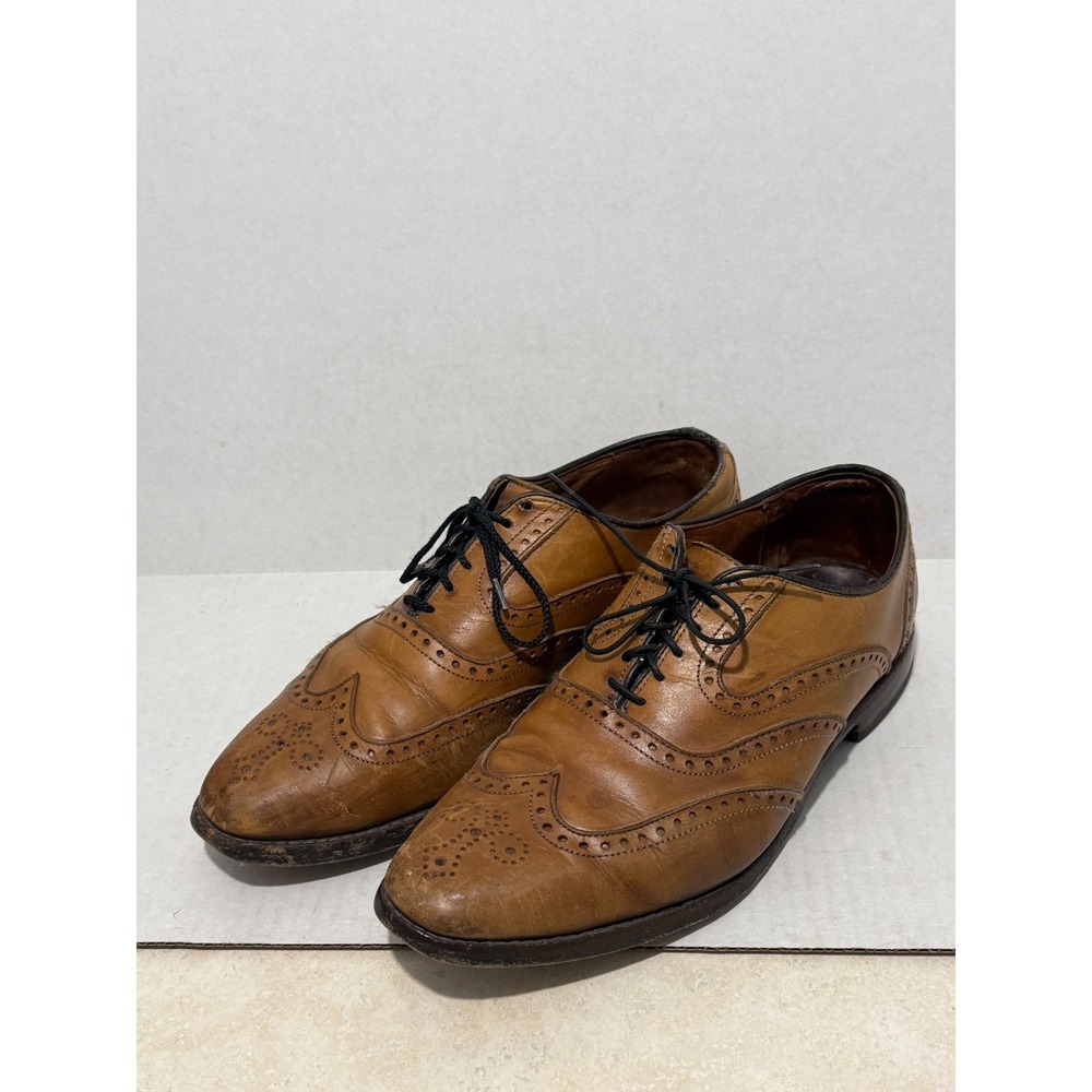 Allen Edmonds McClain Mens 9.5 D Brown Leather Wingtip Oxford Shoes